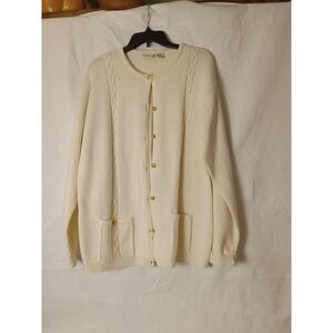 Vintage 80's Cardigan/sweater Beige God Button Pockets Large